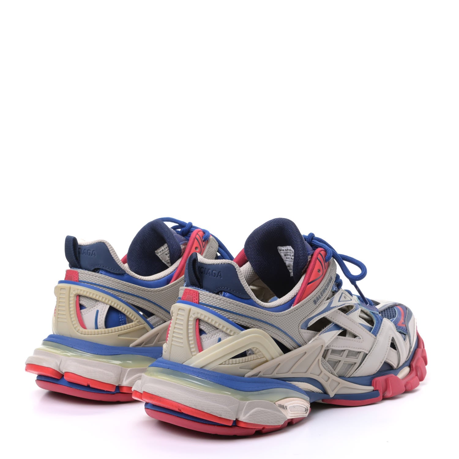 Balenciaga Rubber Mesh Bi-Color Mens Track.2 Open Sneakers 42 Beige Blue Red 2 of 4