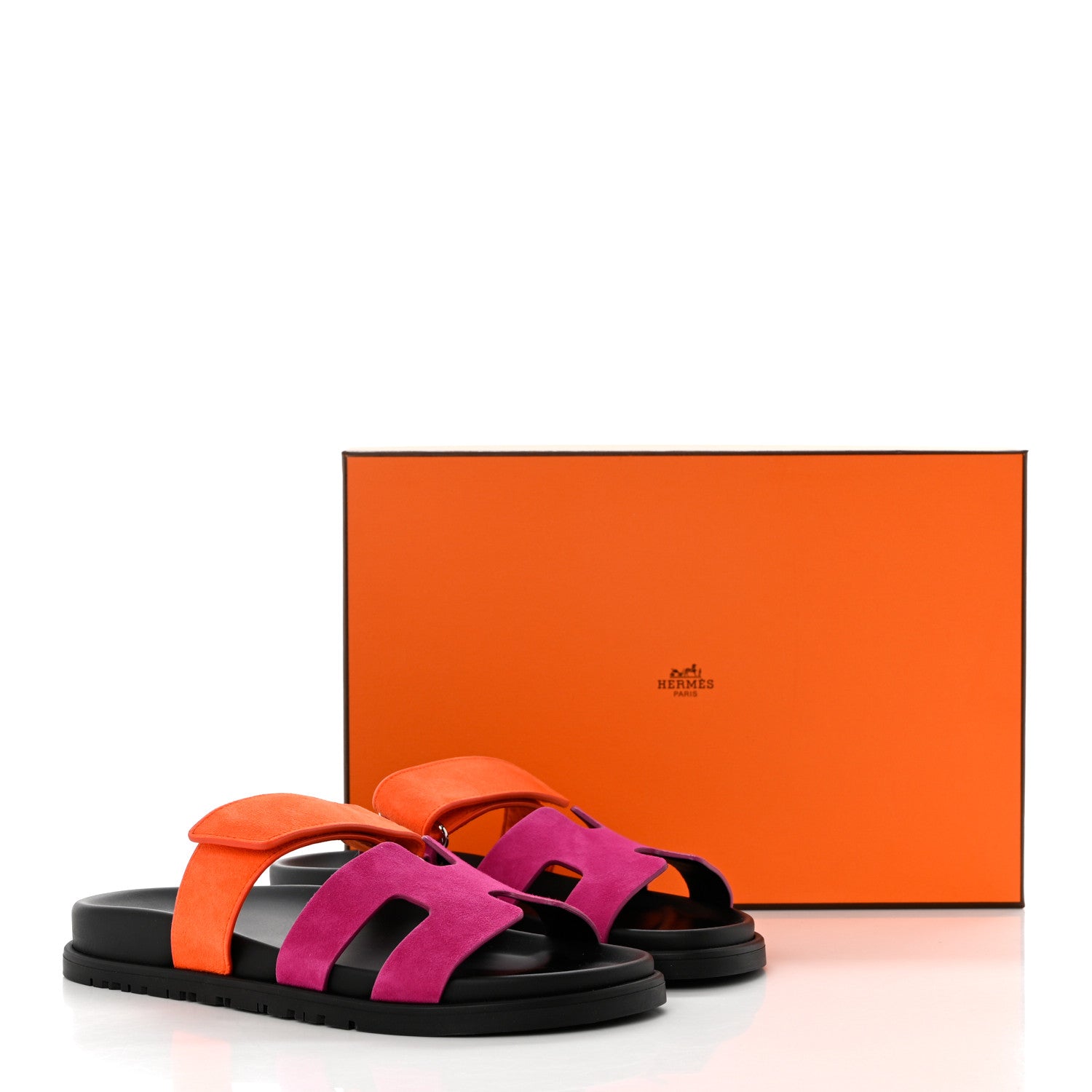 Hermes Suede Goatskin Womens Chypre Sandals 36.5 Rose Chapas Orange Synthetique 10 of 10
