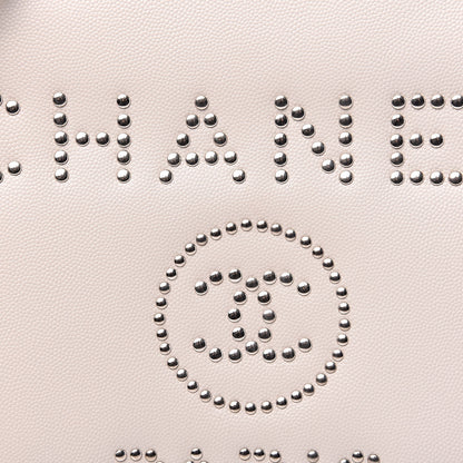 Chanel Caviar Small Studded Deauville Tote Ivory 8 of 12