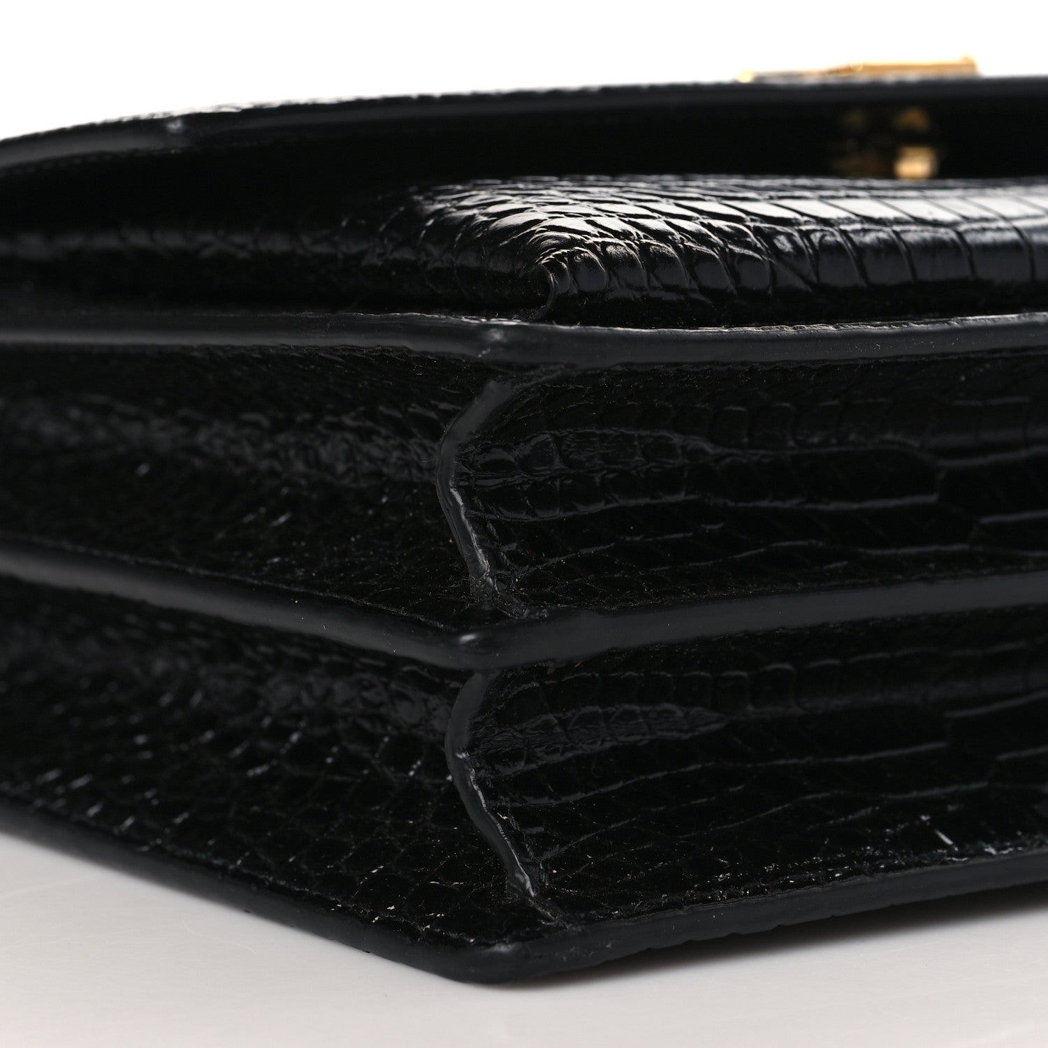 Saint Laurent Calfskin Crocodile Embossed Medium Monogram Sunset Black 6 of 7