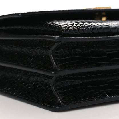 Saint Laurent Calfskin Crocodile Embossed Medium Monogram Sunset Black 6 of 7