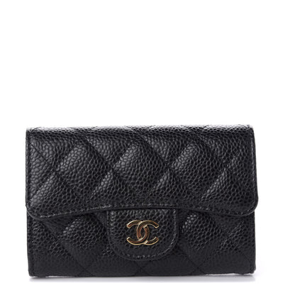 Chanel Caviar Quilted Flap Card Holder Wallet Black 1 of 8