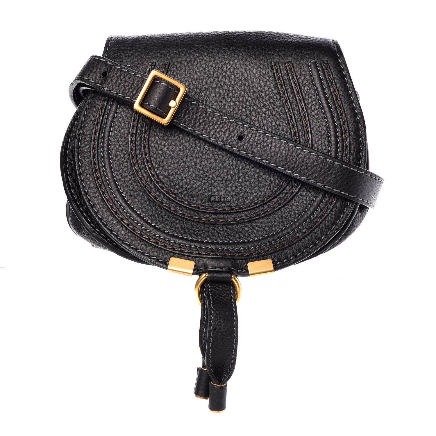 Chloe Calfskin Mini Marcie Round Crossbody Bag Black 1 of 9