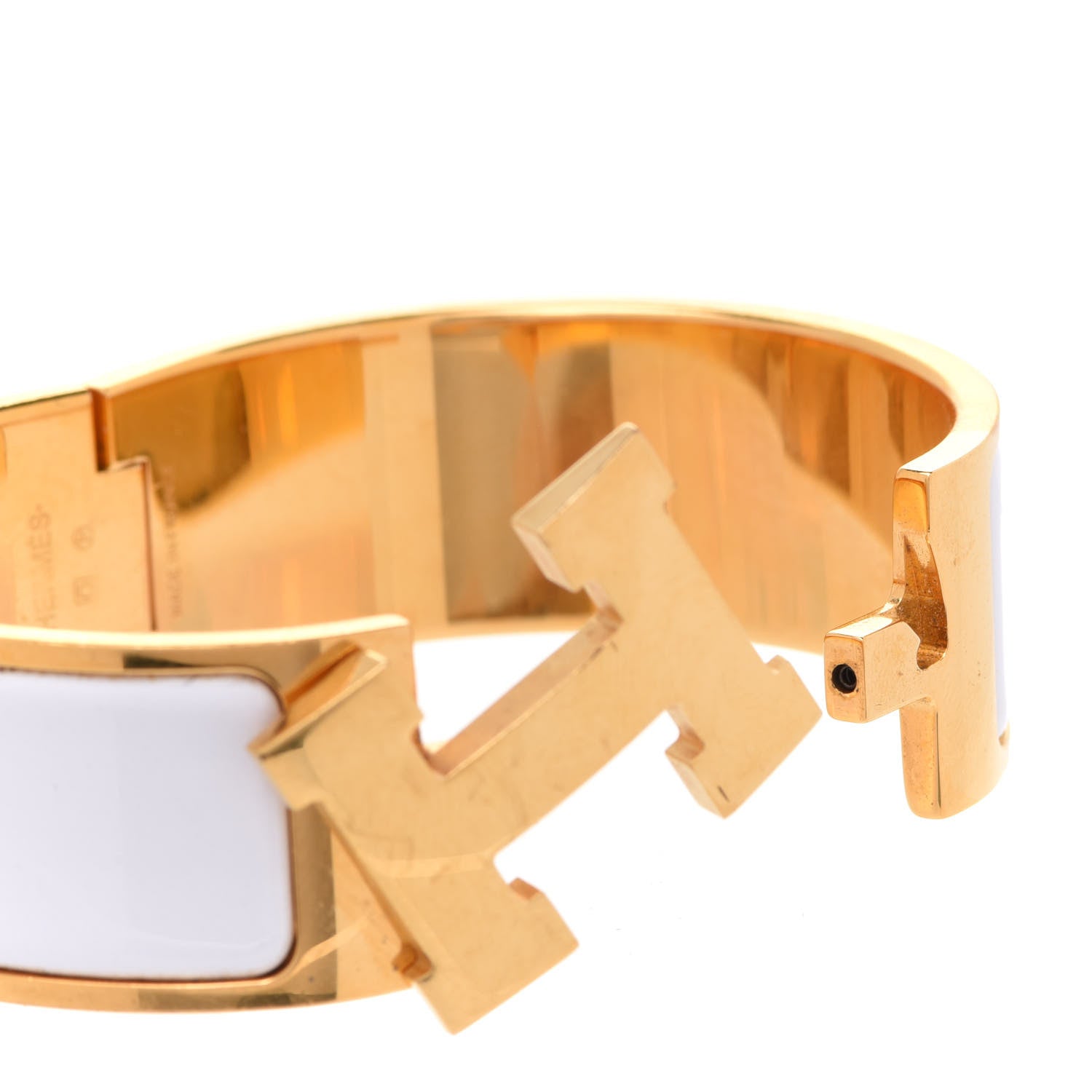 Hermes Enamel Wide Clic Clac H Bracelet PM White 5 of 7