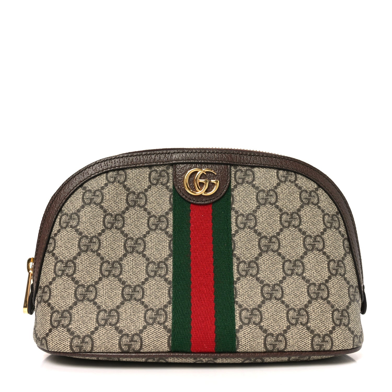 Gucci GG Supreme Monogram Textured Calfskin Web Large Ophidia Cosmetic Case Beige Ebony New Acero 1 of 10