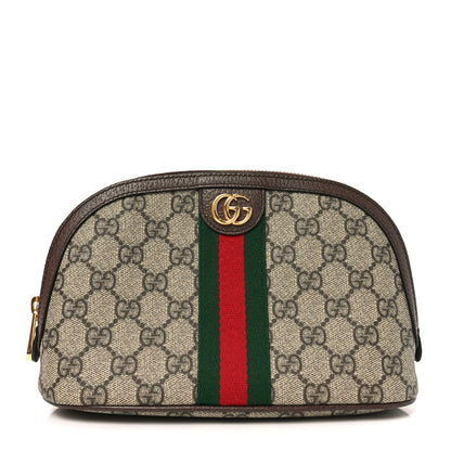 Gucci GG Supreme Monogram Textured Calfskin Web Large Ophidia Cosmetic Case Beige Ebony New Acero 1 of 10