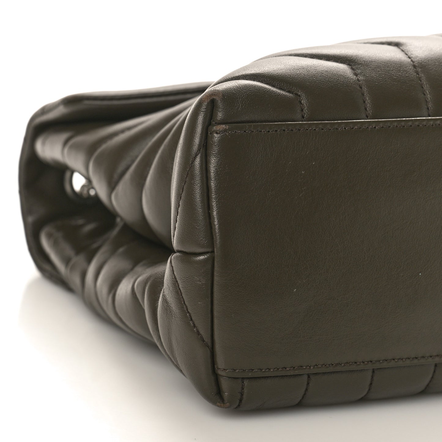 Calfskin Y Quilted Monogram Medium Loulou Chain Satchel Khaki Fonce