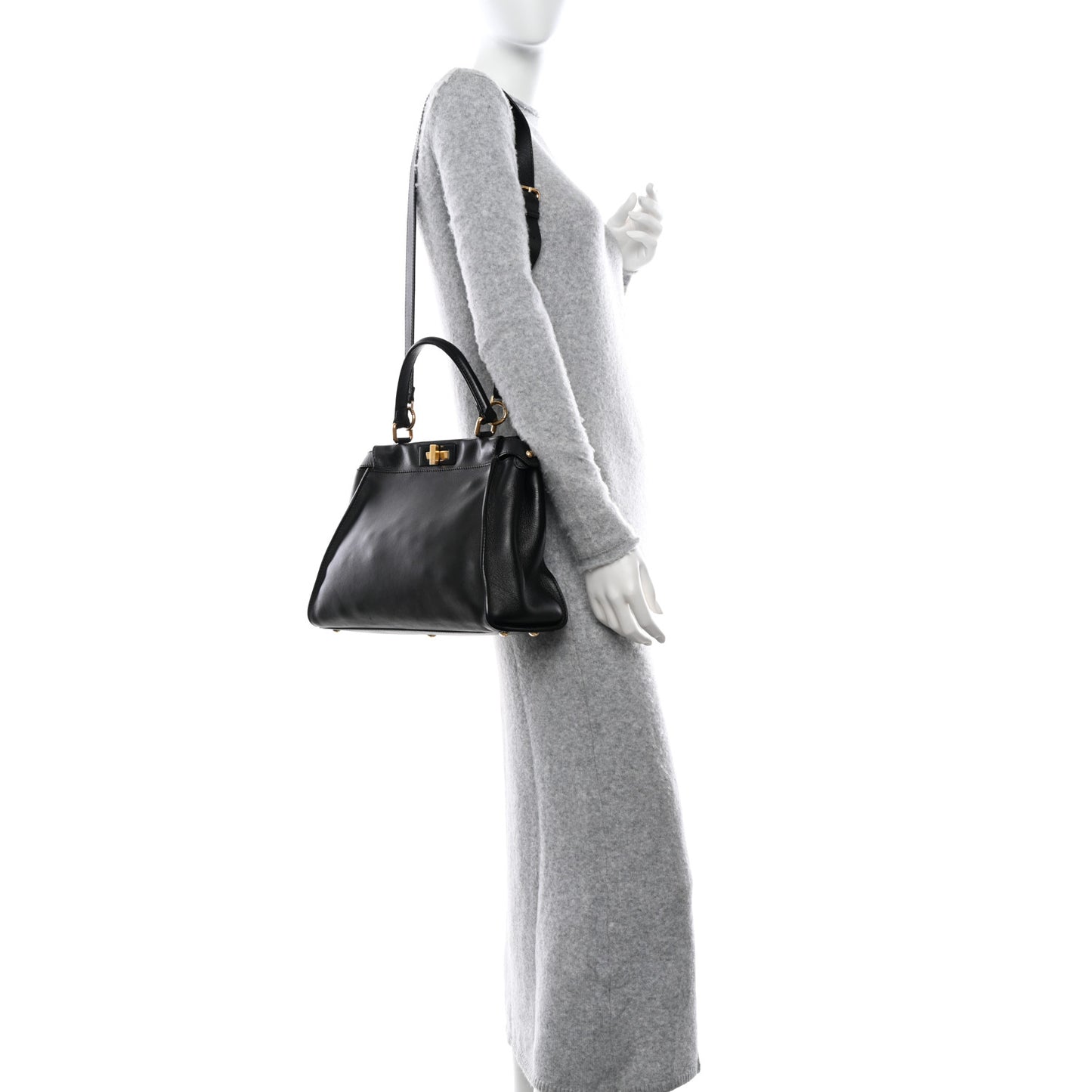 Vitello Seta Shiny Nappa Medium Peekaboo Iconic Satchel Black