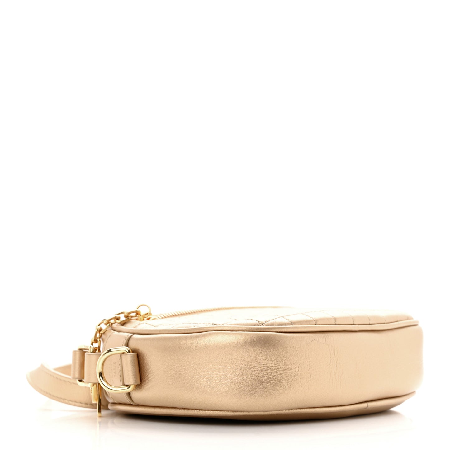 Laminated Calfskin Quilted Small C Charm Bag Gold