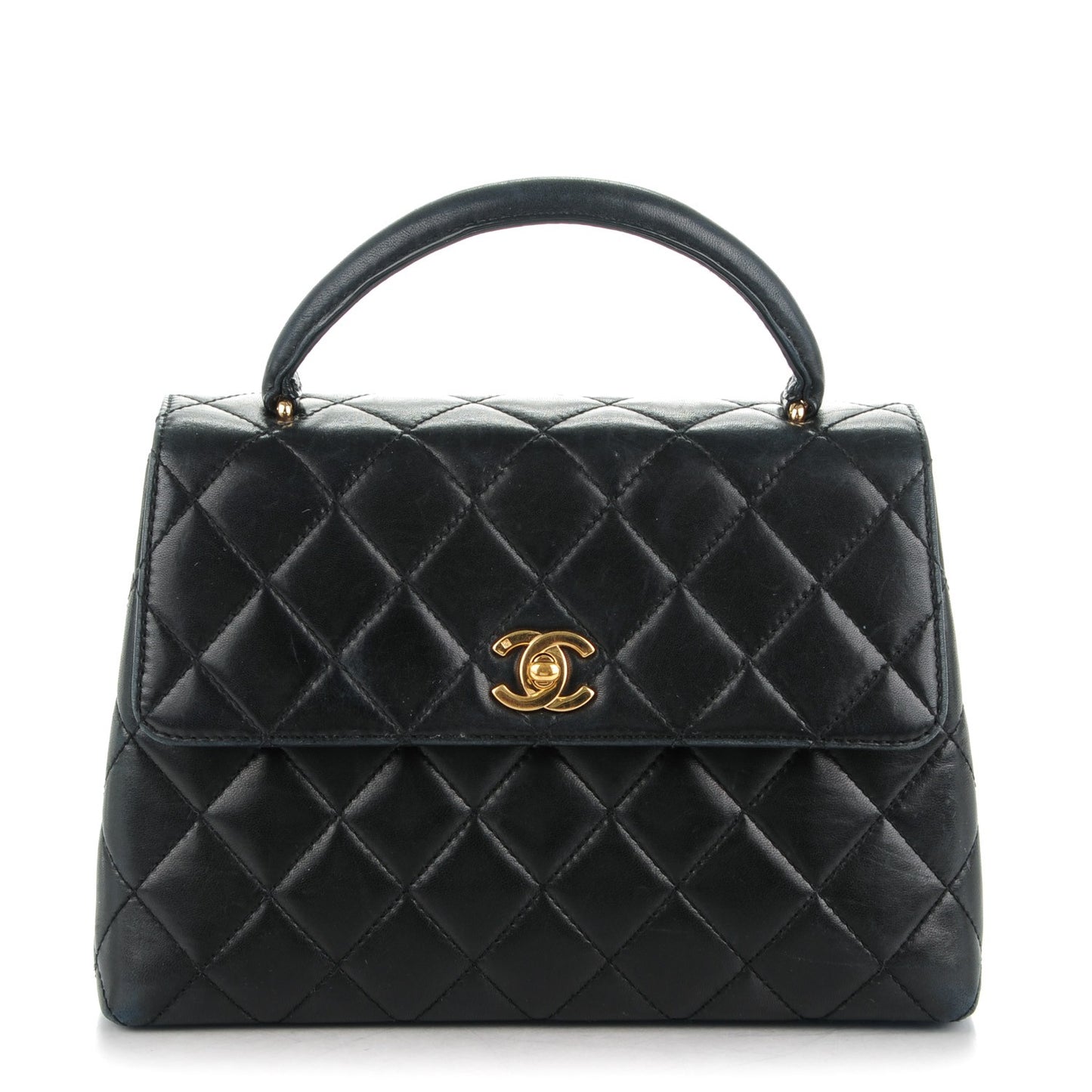 Lambskin Quilted Medium Kelly Flap Bag Black
