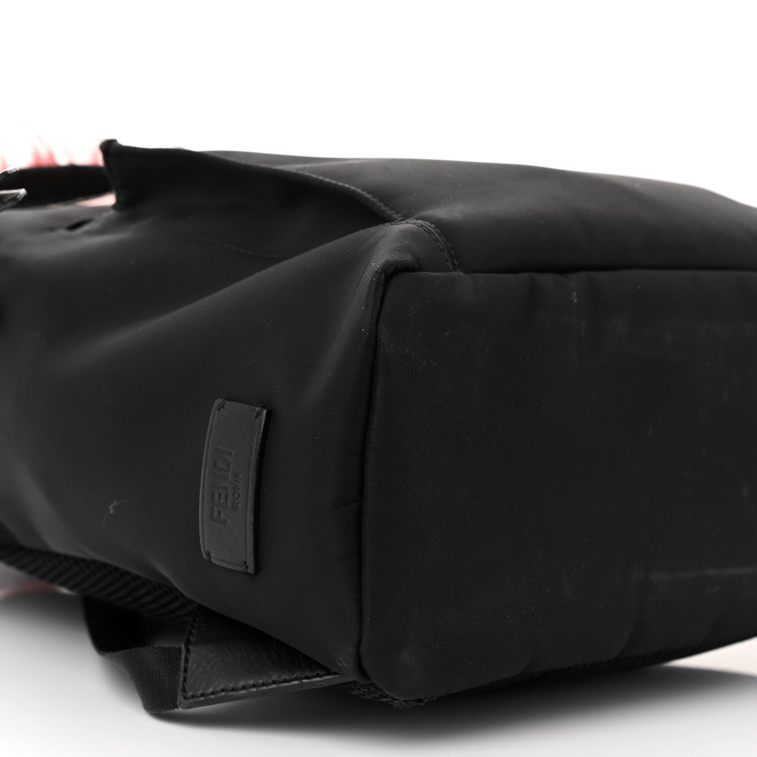 Fendi Nylon Vitello Dolce Elaphe Fox Fur Monster Eyes Backpack Black Natural Bordeaux Multicolor 9 of 11