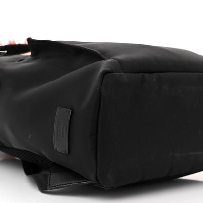 Fendi Nylon Vitello Dolce Elaphe Fox Fur Monster Eyes Backpack Black Natural Bordeaux Multicolor 9 of 11