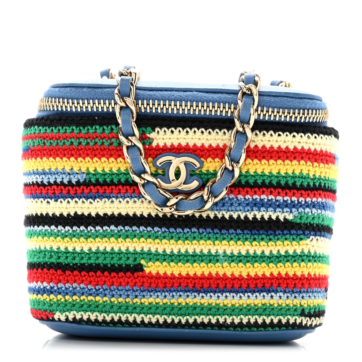 Chanel Lambskin Crochet Mini Vanity Case With Chain Blue Multicolor 1 of 13