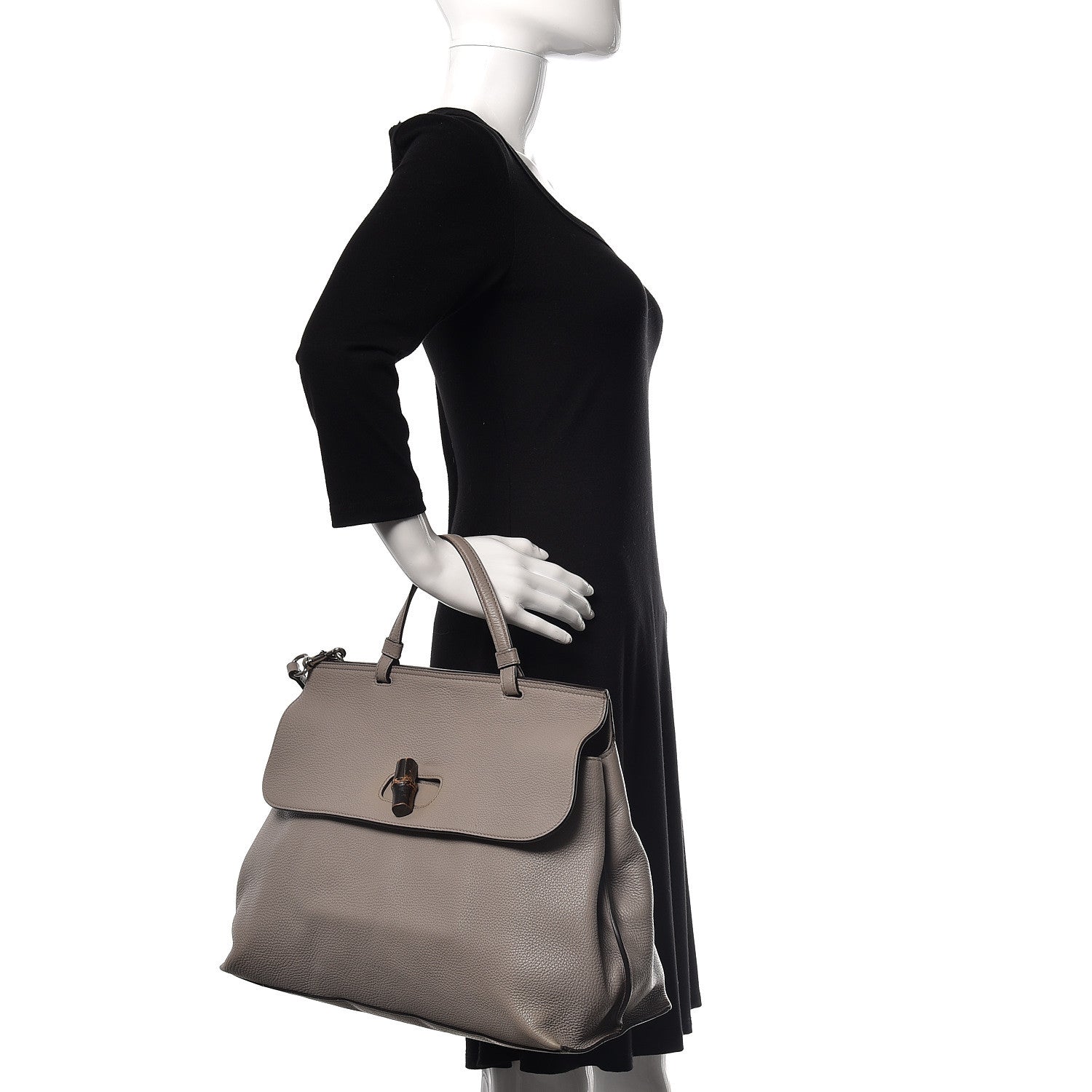 Gucci Cellarius Calfskin Large Bamboo Daily Top Handle Bag Storm Grey 2 of 18