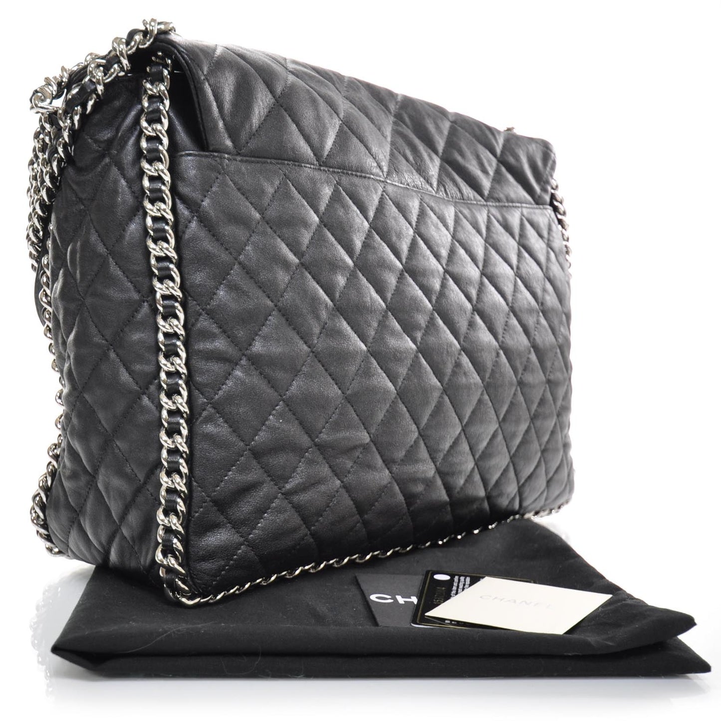 Lambskin Chain Around Maxi Flap Bag Black
