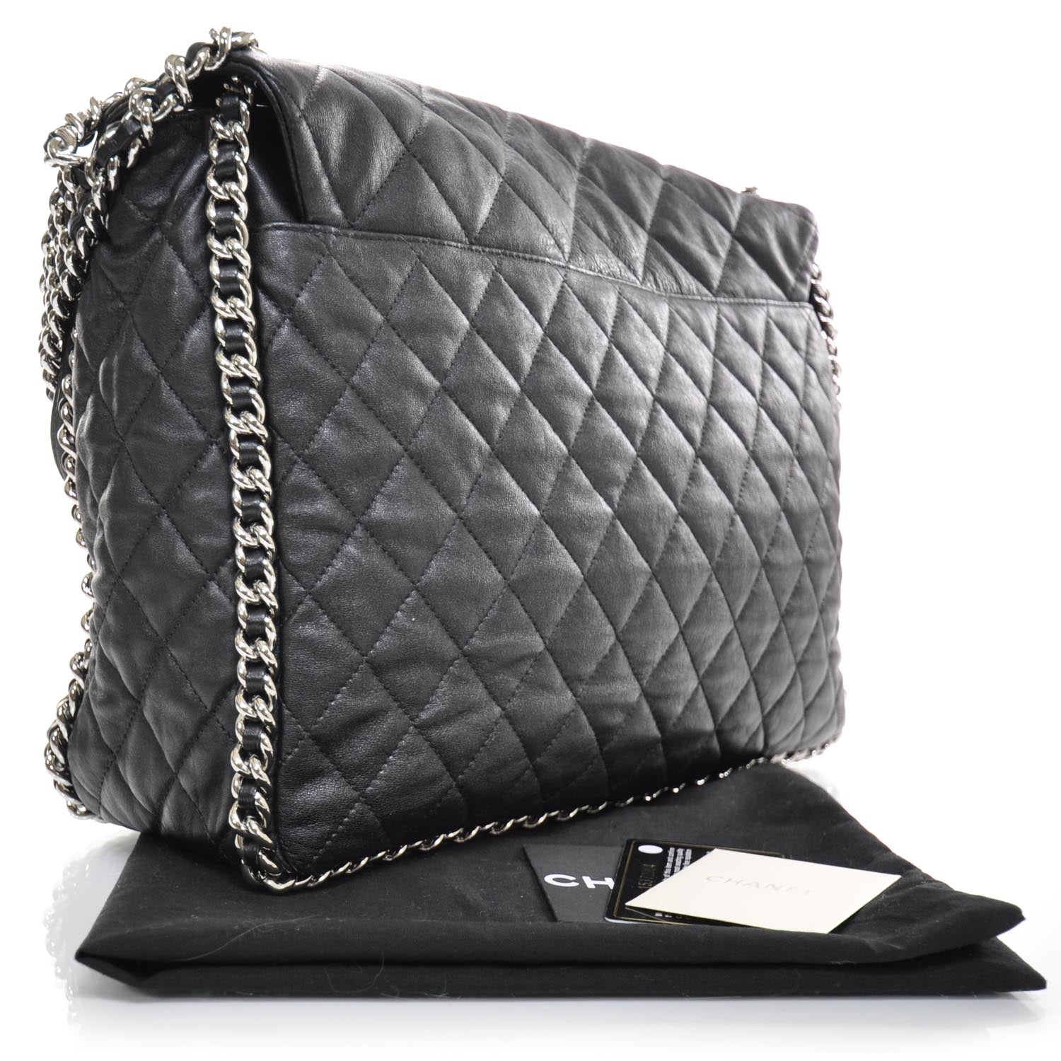 Chanel Lambskin Chain Around Maxi Flap Bag Black 2 of 11