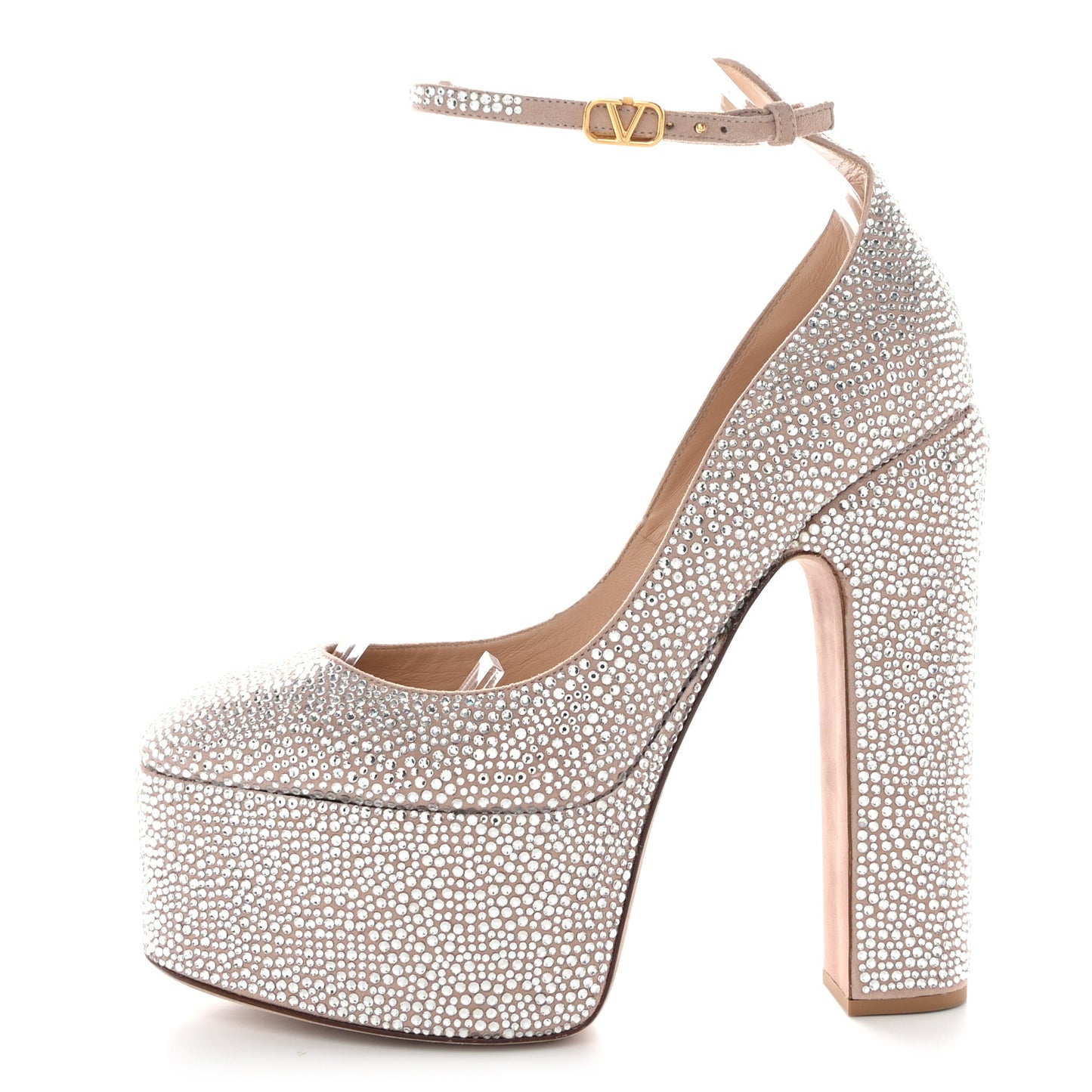 Crystal Suede Tan-Go 55/155mm Platform Pumps 39.5 Rose Cannelle