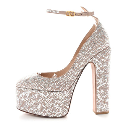 Valentino Garavani Crystal Suede Tan-Go 55/155mm Platform Pumps 39.5 Rose Cannelle 1 of 8