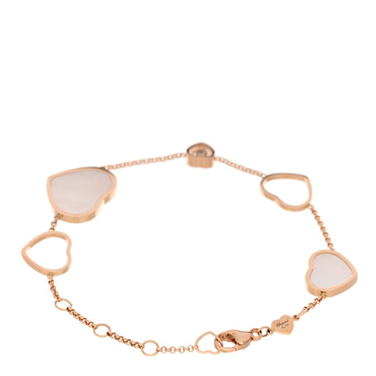 Chopard 18K Rose Gold Diamond Mother of Pearl Happy Hearts Bracelet 2 of 4