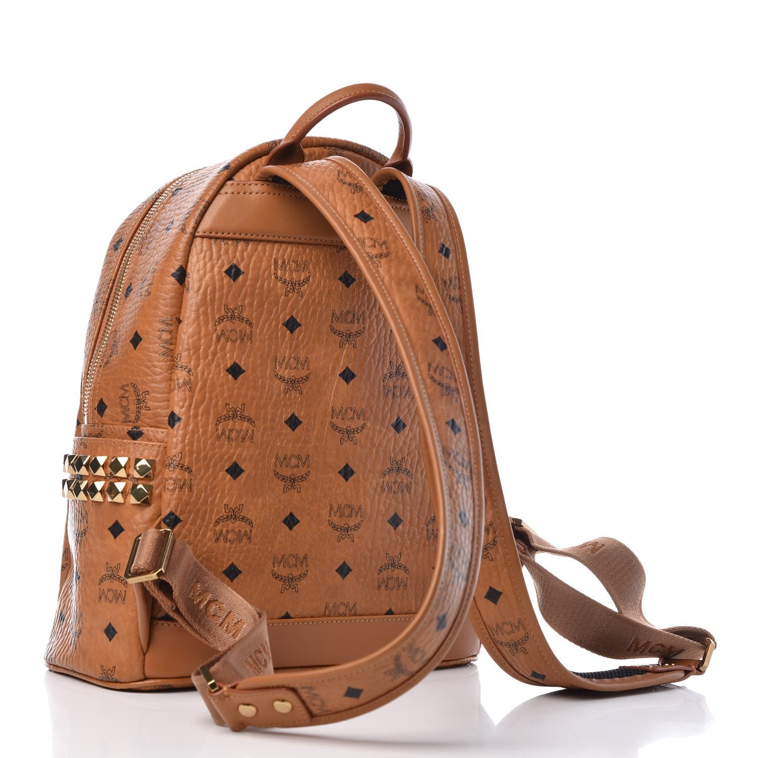 MCM Visetos Small Side Stud Stark Backpack Cognac 3 of 7