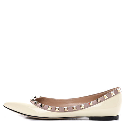 Valentino Garavani Patent Rockstud Ballerina Flats 35.5 Ivory Poudre 1 of 11