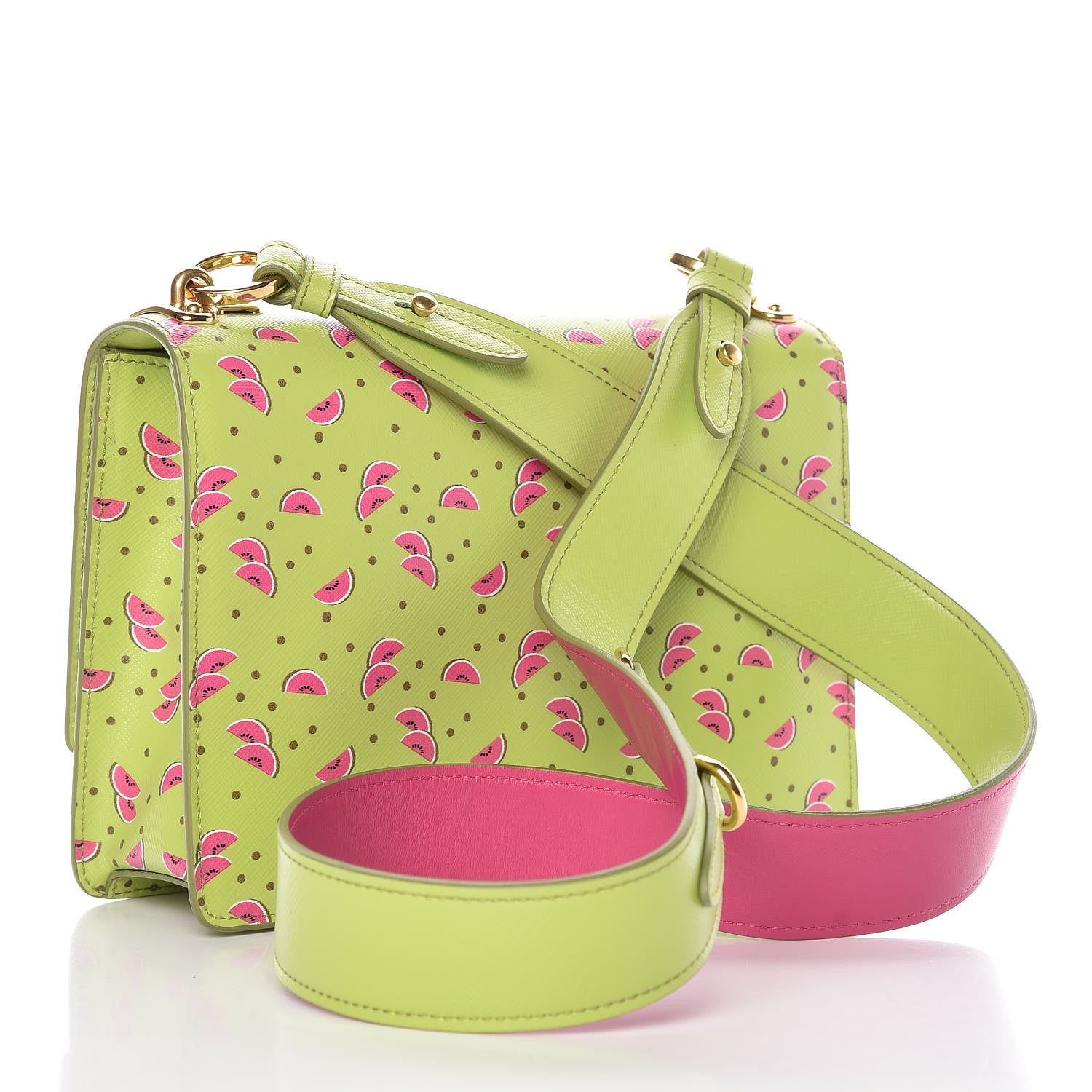 Prada Saffiano Watermelon Print Shoulder Bag Erba 3 of 11