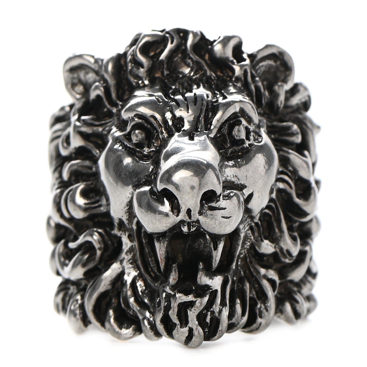 Gucci Palladium Lion Head Ring 19 8.75 Aged Silver 1 of 6