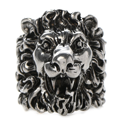Gucci Palladium Lion Head Ring 19 8.75 Aged Silver 1 of 6