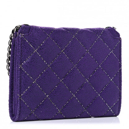 Stella McCartney Metallic Shaggy Deer Quilted Small Falabella Wallet Purple 2 of 6