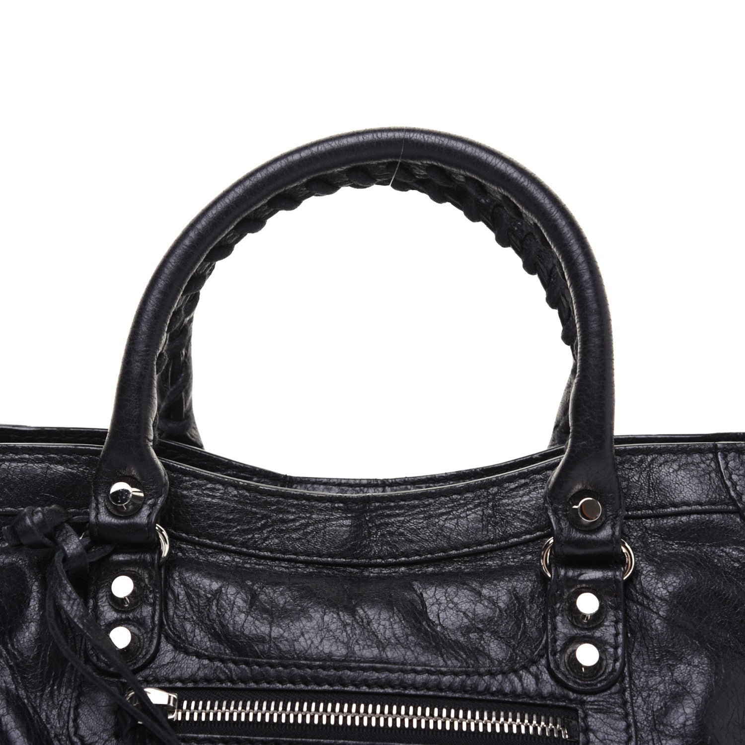 Balenciaga Agneau Classic Silver Hardware S City Logo Strap Black White 14 of 16