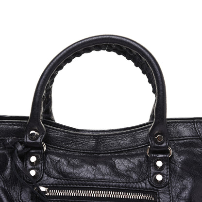 Balenciaga Agneau Classic Silver Hardware S City Logo Strap Black White 14 of 16