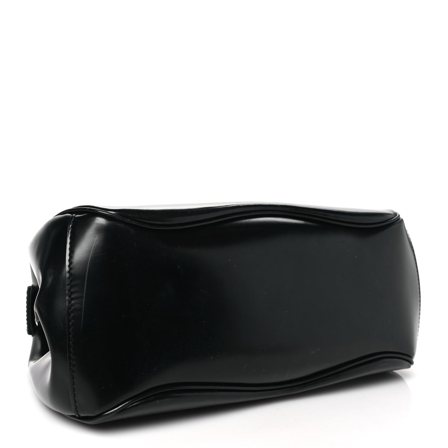 Regent Calfskin Bamboo Medium Lady Lock Top Handle Bag Black