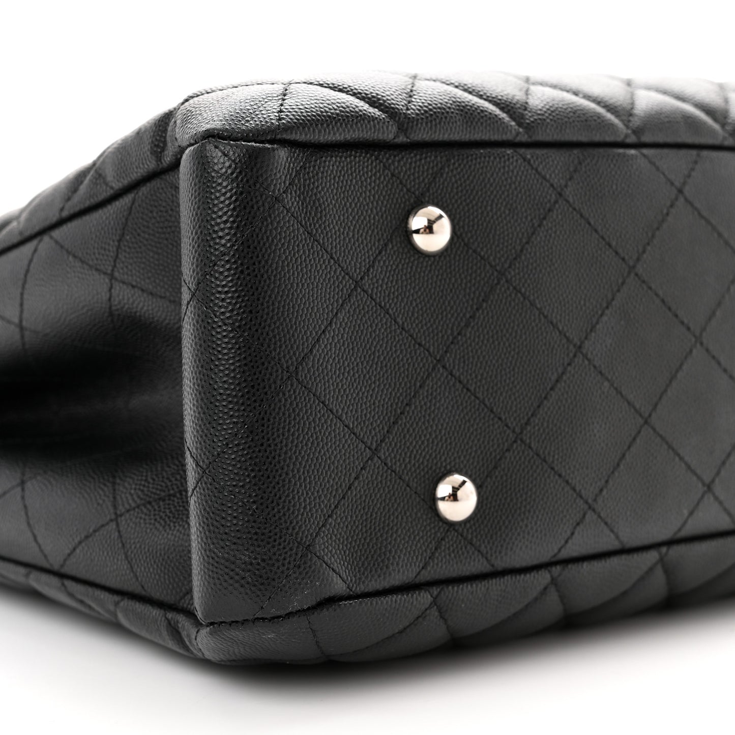Caviar Quilted Large Shopping Tote Black