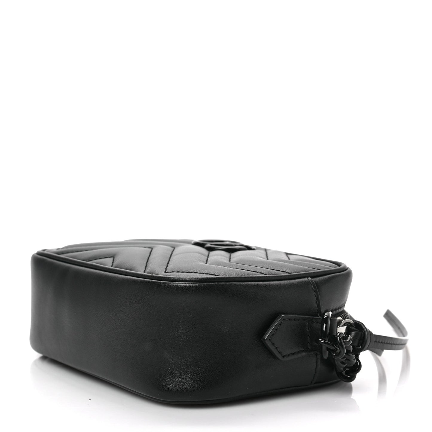 Calfskin Matelasse Monochrome Mini GG Marmont Chain Shoulder Bag Black