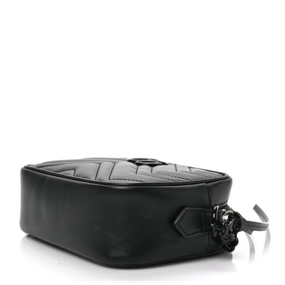 Gucci Calfskin Matelasse Monochrome Mini GG Marmont Chain Shoulder Bag Black 8 of 8