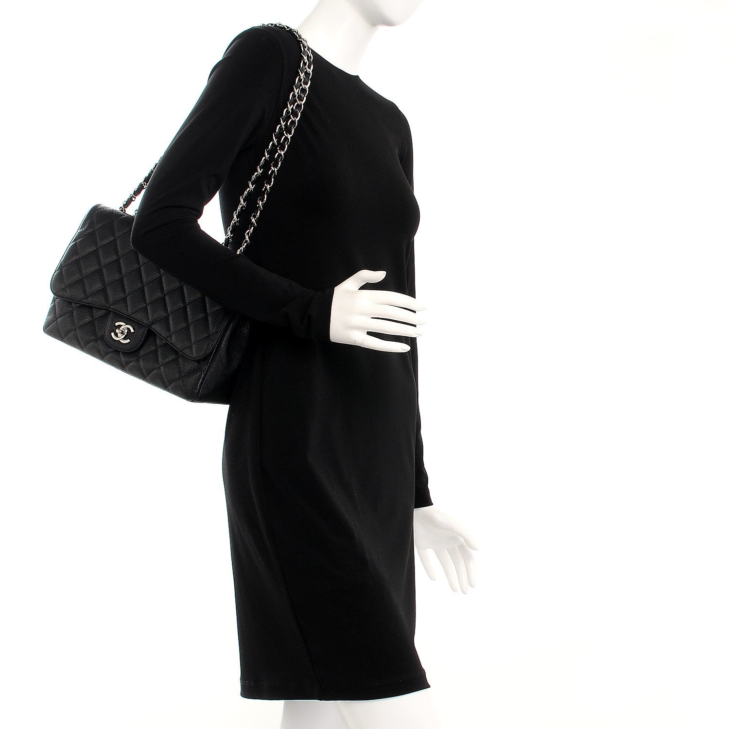 Chanel Caviar Quilted Jumbo Single Flap Black 2 of 11