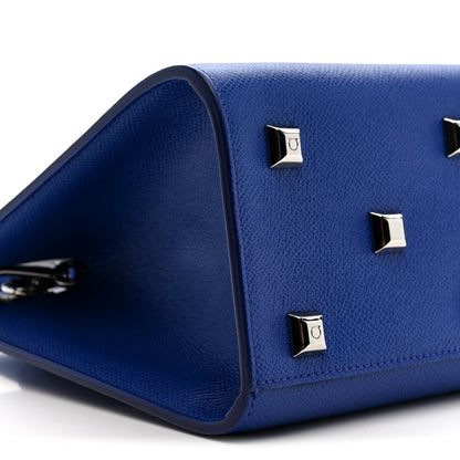 Salvatore Ferragamo Hammered Calfskin Small The Studio Box Bag Lapis Lazuli 9 of 10