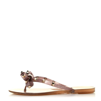 Valentino Garavani PVC Jelly Glitter Rockstud Bow Thong Sandals 36 Multicolor 1 of 4
