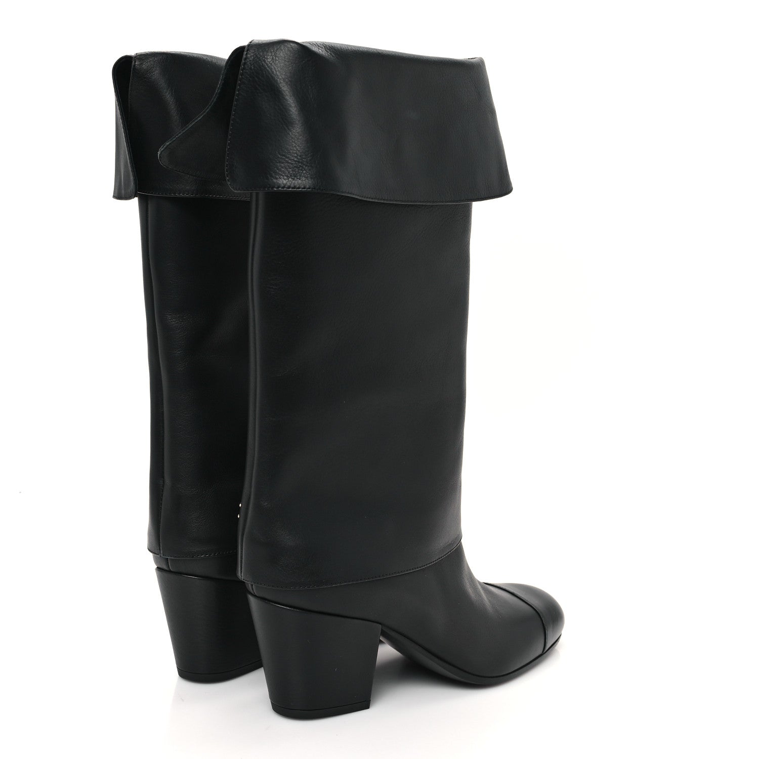 Chanel Calfskin CC Fold Over Boots 39 Black 5 of 9
