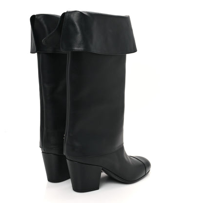 Chanel Calfskin CC Fold Over Boots 39 Black 5 of 9