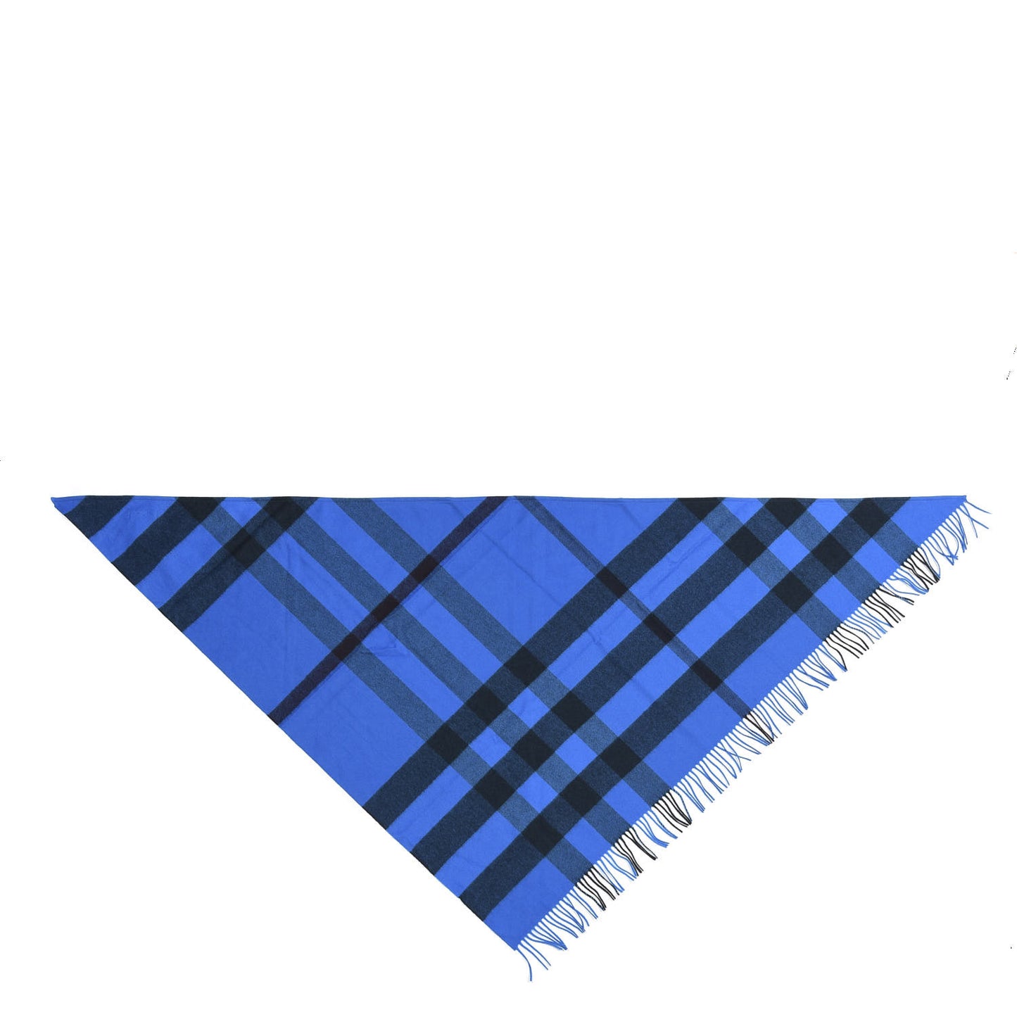 Cashmere Half Mega Check Bandana Scarf Bright Blue