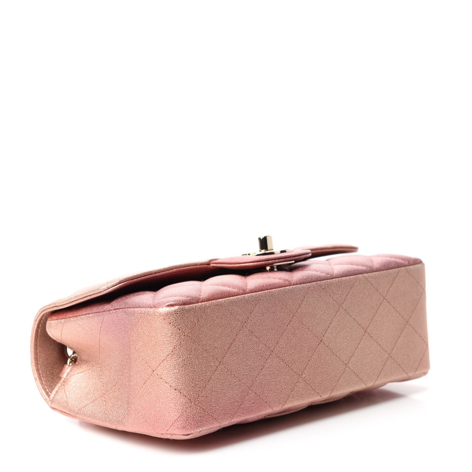 Chanel Metallic Lambskin Quilted Ombre Mini Rectangular Flap Pink 4 of 10