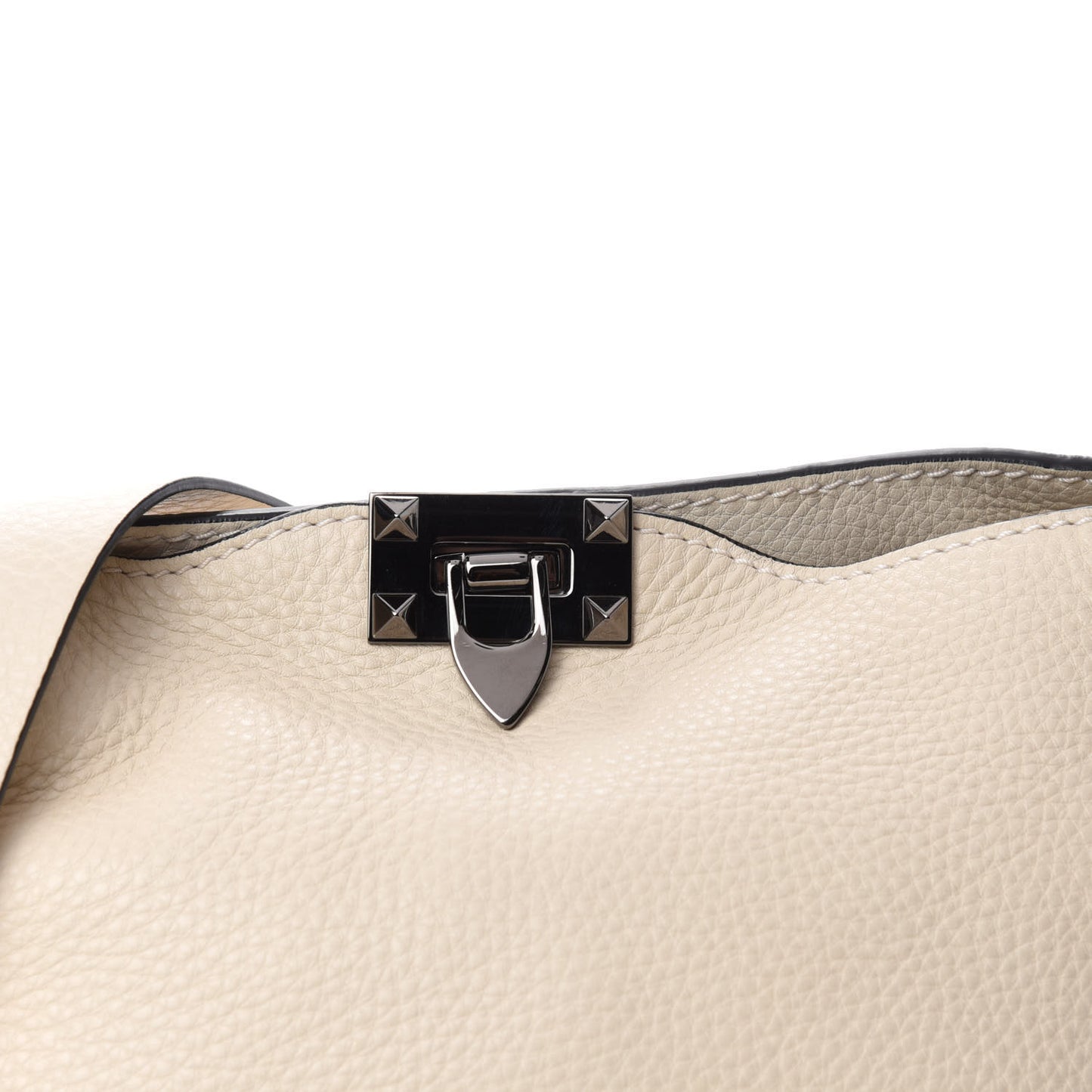 Pebbled Calfskin Small Rockstud Flip-Lock Messenger Bag Light Ivory