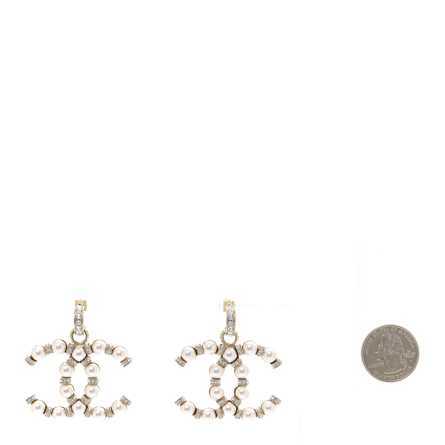 Pearl Crystal Nefertiti CC Drop Earrings Gold