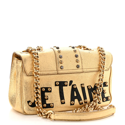 Dolce & Gabbana Metallic Calfskin Crystal Embellished Lucia Shoulder Bag Gold Multicolor 3 of 12