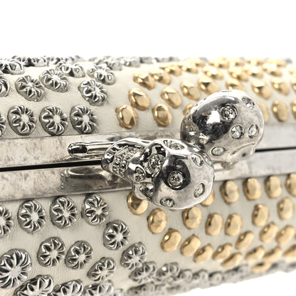 Alexander McQueen Nappa Studded Twin Skull Box Clutch Ivory 13 of 14