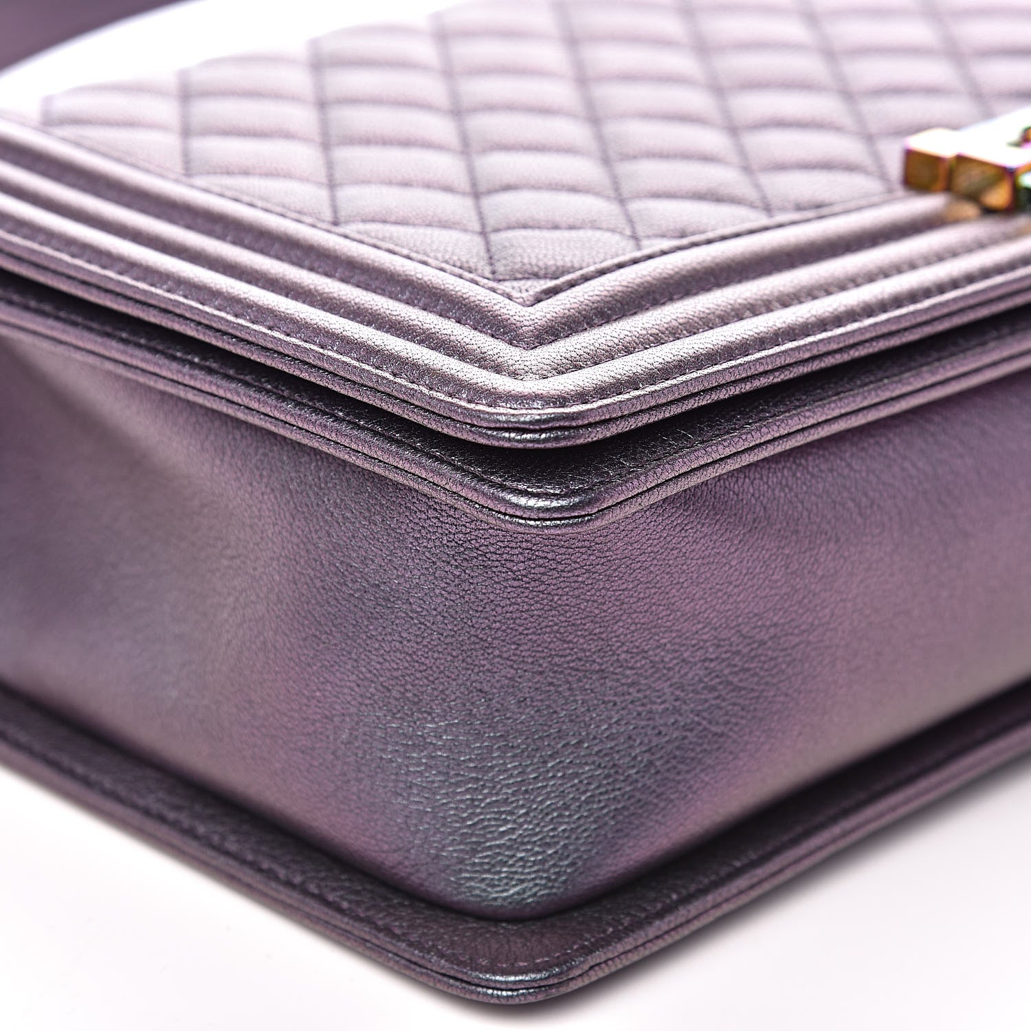 Chanel Iridescent Goatskin Quilted New Medium Boy Flap Purple 8 of 11