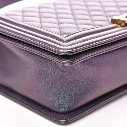 Chanel Iridescent Goatskin Quilted New Medium Boy Flap Purple 8 of 11