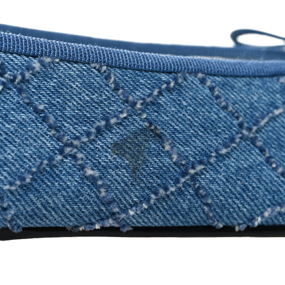 Chanel Denim Embroidered Grosgrain CC Cap Toe Ballerina Flats 38 Blue Black 9 of 9