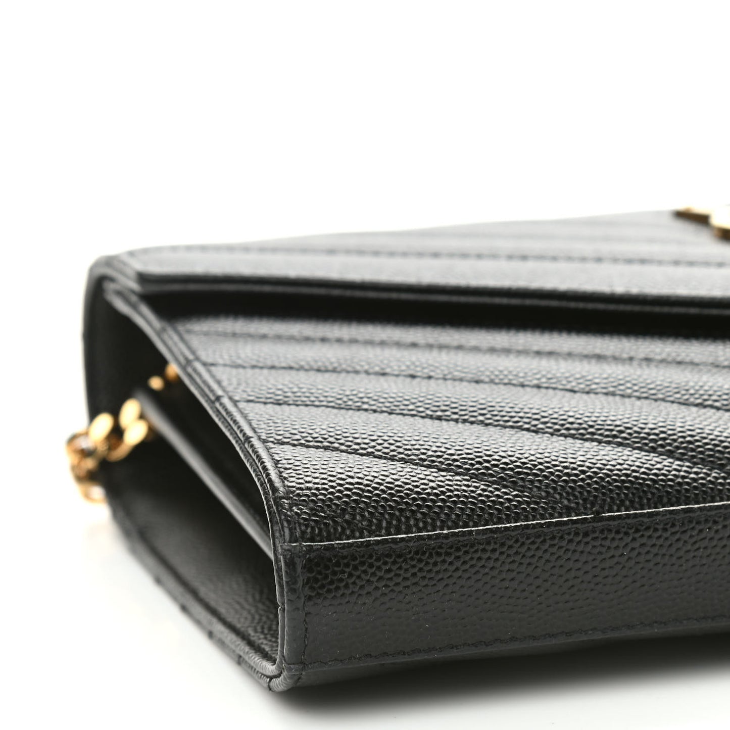 Grain De Poudre Matelasse Chevron Monogram Chain Wallet Black